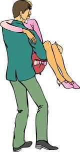 抱着老公的图片卡通,老公怀里的小幸福